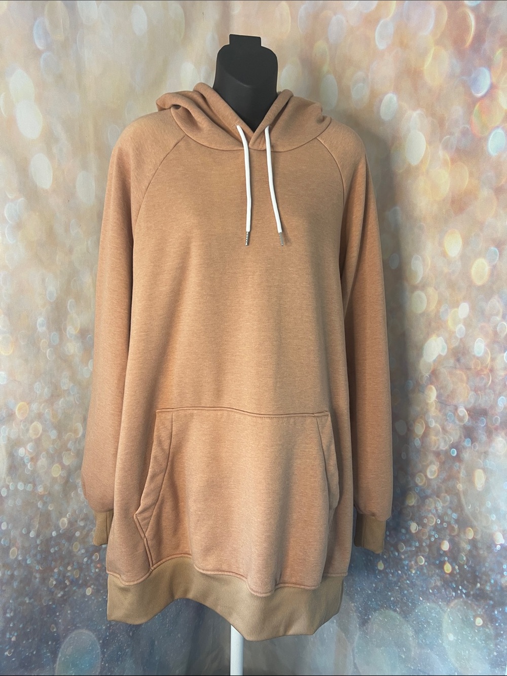 Cozy Oversized Hooded Sweatshirt in Peachy-Tan Size 3XL